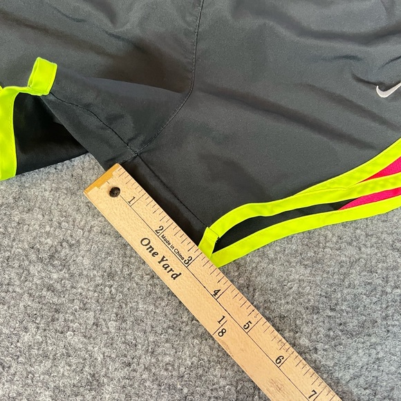 Nike Dri Fit Lined Running Shorts Women's Size XS Black Neon Yellow Pink - Picture 6 of 10